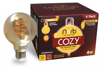 NorbCOZY amber glass G25 bulb and box
