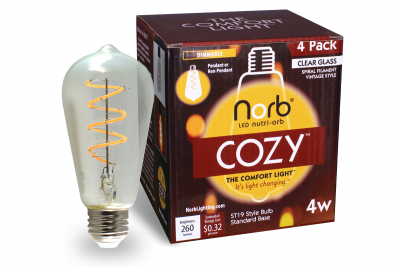 NorbCOZY clear glass ST19 bulb and box